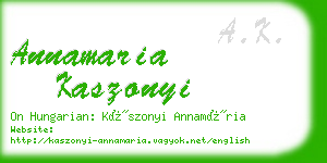 annamaria kaszonyi business card